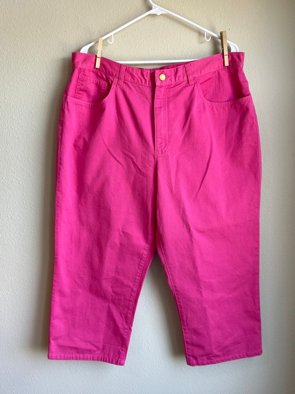 Lauren Jeans Co Vronica PK Hot Pink Midcalf Classic Denim Pants Size 16 NWT